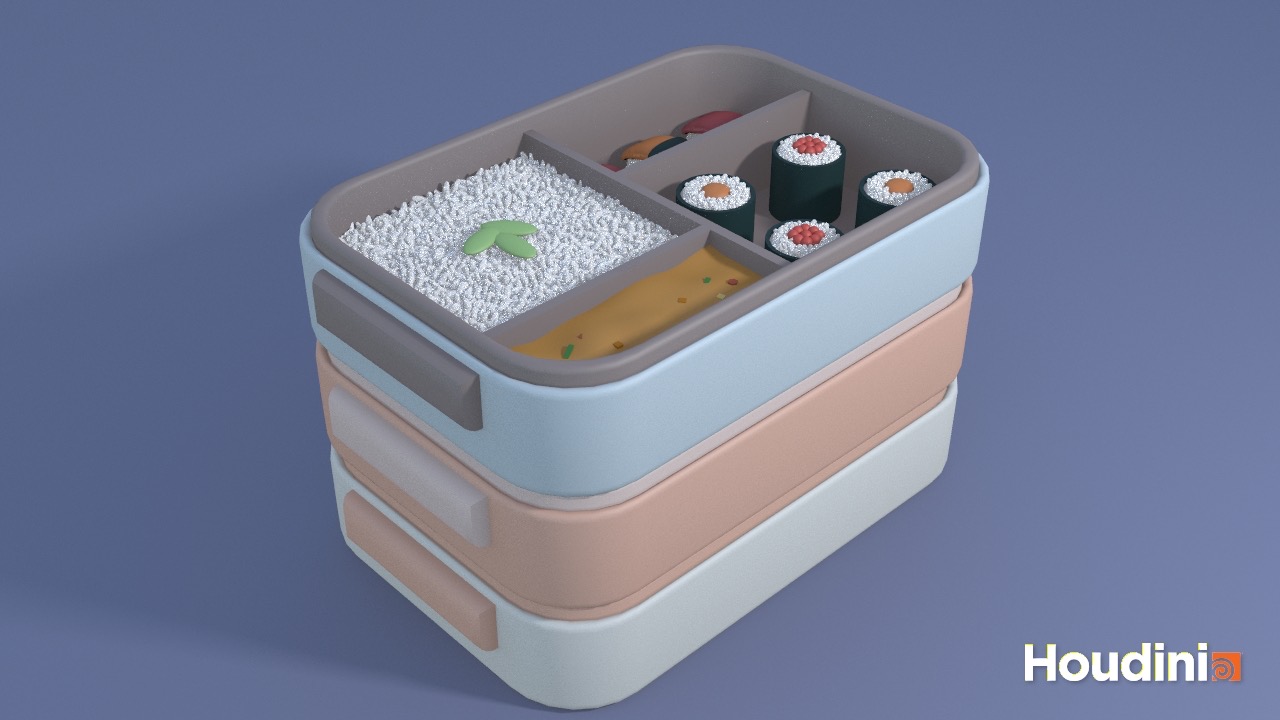 Procedural bento box render